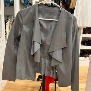 Zara NWT Waterfall Draped Faux Leather Jacket XS